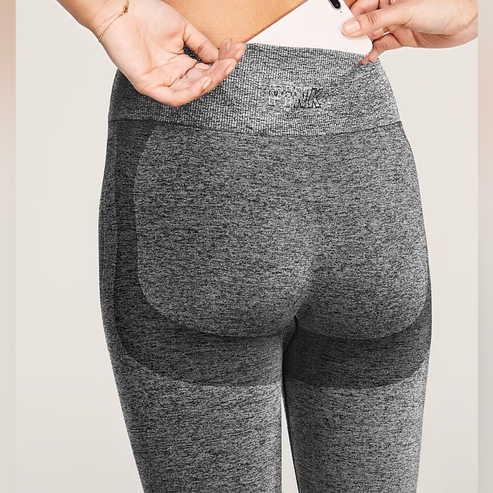 PINK Victoria’s Secret Seamless High Waist Athletic Leggings Gray/Black S